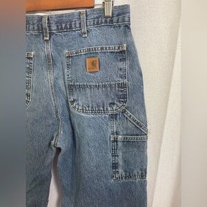 VTG Carhartt Custom Snap Fly  Dungaree Jeans Mens‎ 34x34 Vintage Distressed 0344